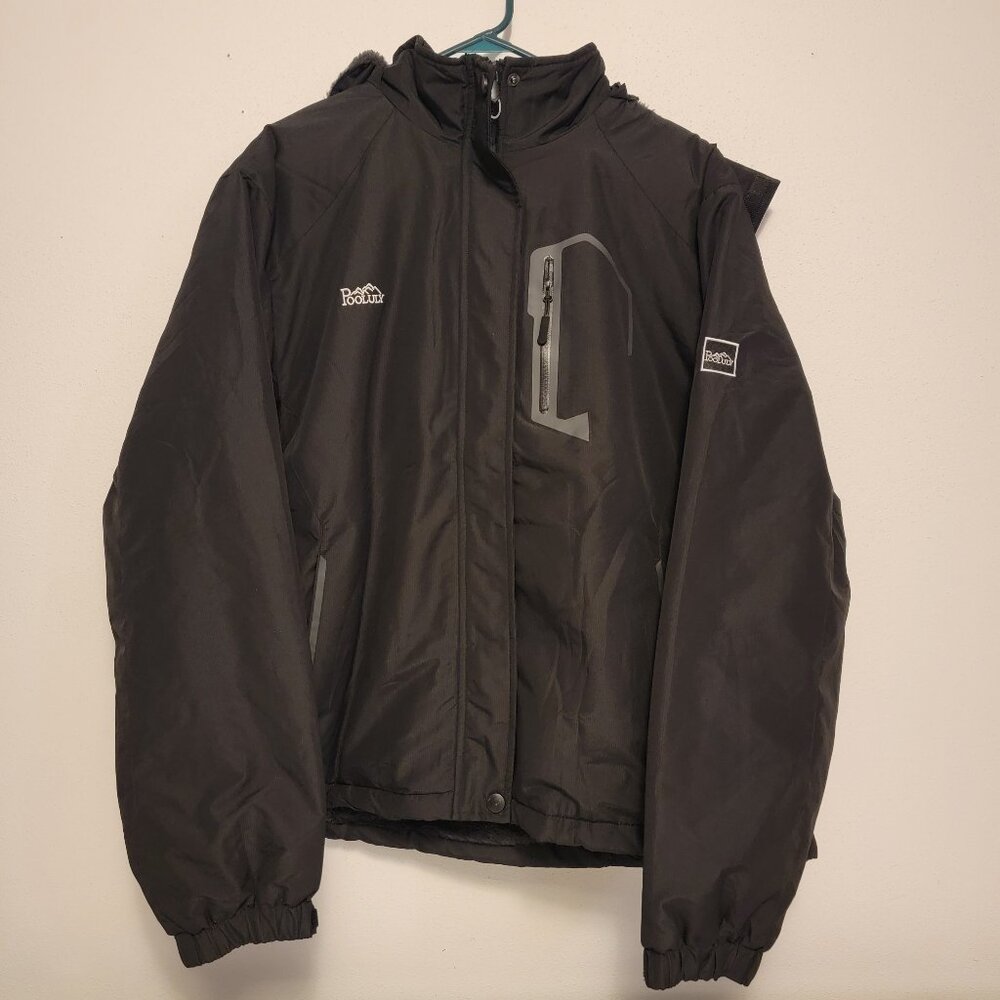 Pooluly Womens Ski Jacket XXL Black Hooded